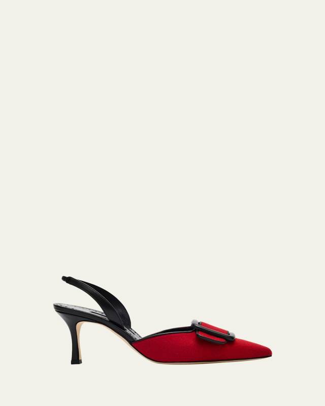 Mayslibi Wool Buckle Slingback Pumps